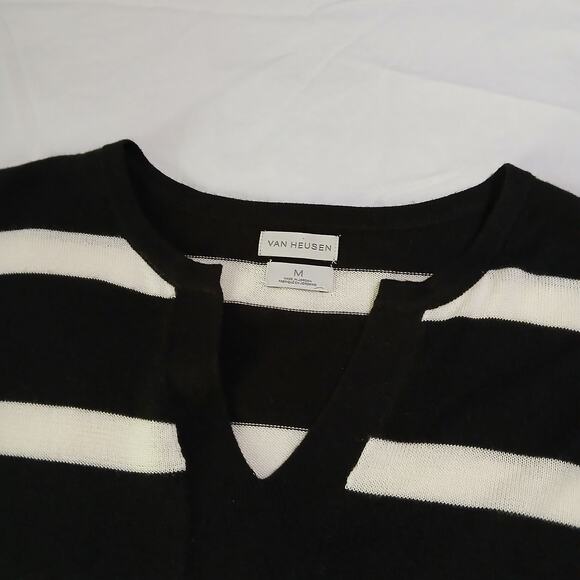Van Heusen M long-sleeved  Black & White Stripe Tunic sweater light-weight - Picture 6 of 12